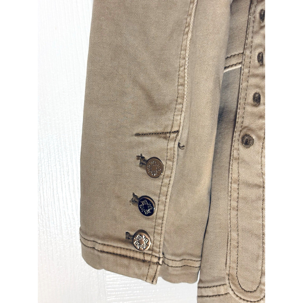 White House Black Market Belted Studio Blazer Beige 4 Mid-Length Pockets - Picture 10 of 11